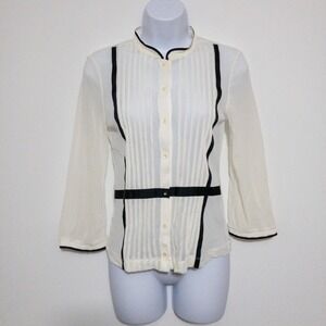 The Limited VTG Y2K Sheer Mesh Button Up Top Womens XS White New Minimalist